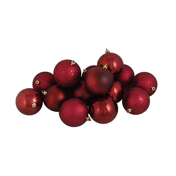 Northlight Seasonal Northlight Seasonal 31753326 Burgundy Red Shatterproof 4-Finish Christmas Ball Ornaments - 31753326