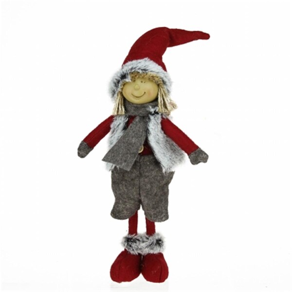 Coolcollectibles 13.5 in. Young Boy Gnome in Faux Synthetic Fur Vest Christmas Tabletop Decoration - CO23485