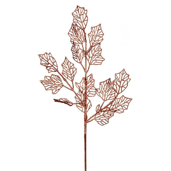 Vickerman 21 in. Rose Gold Glitter Holly Leaf Lace Spray, 12PK - L192558
