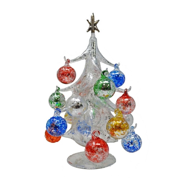 Ls Arts Oro Multi Color 25 cm Glass Tree with 16 Plus 1 Ornamants - XM-2001