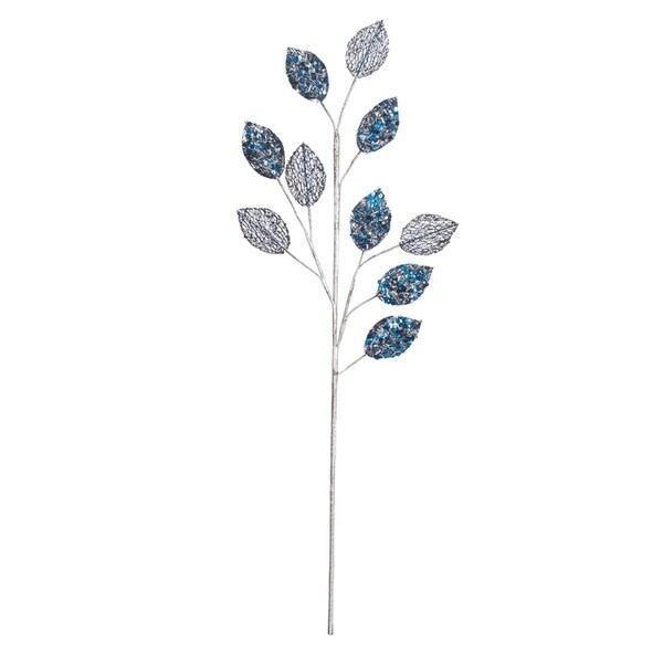 Vickerman 20 in. Blue Glitter Plum Leaf Spray, 3 per Bag, 96PK - OF180702