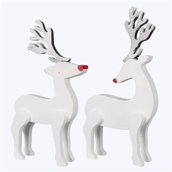 Youngs Wood Christmas Deer Decor, Assorted Color - 2 Piece - 92478