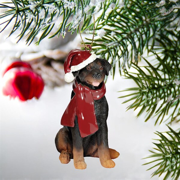 Design Toscano Rottweiler Holiday Dog Ornament Sculpture - JH576316