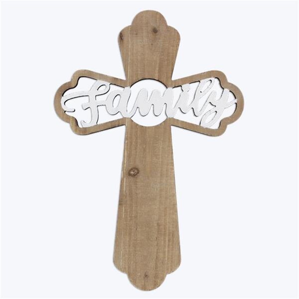 Youngs Wood Cross with Laser Cutout Word - 21597
