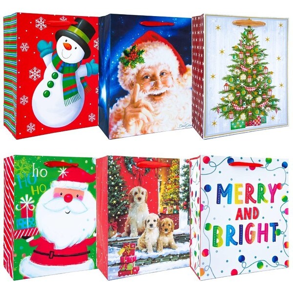 Santa Forest Santas Forest Large Vertical Gift Bag, 10-1/4 in W, 12-1/2 in H, Paper, Festive - 69807