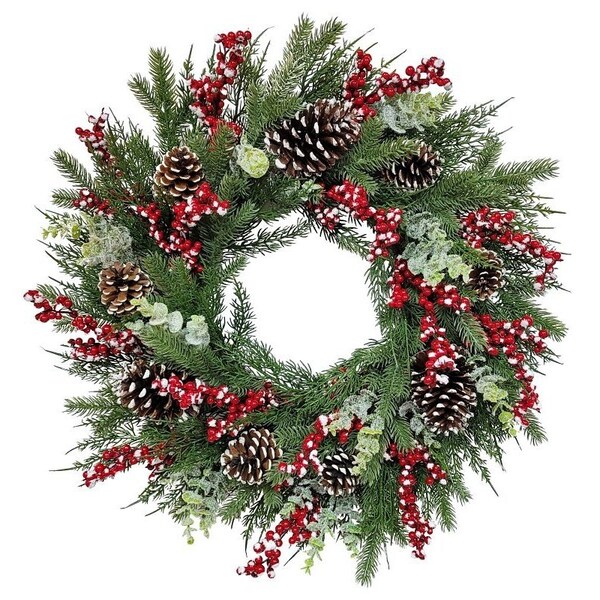 Puleo Asia Ltd Classic Snowy Wreath, 88 Tips, 24 in - 312-4461-W24