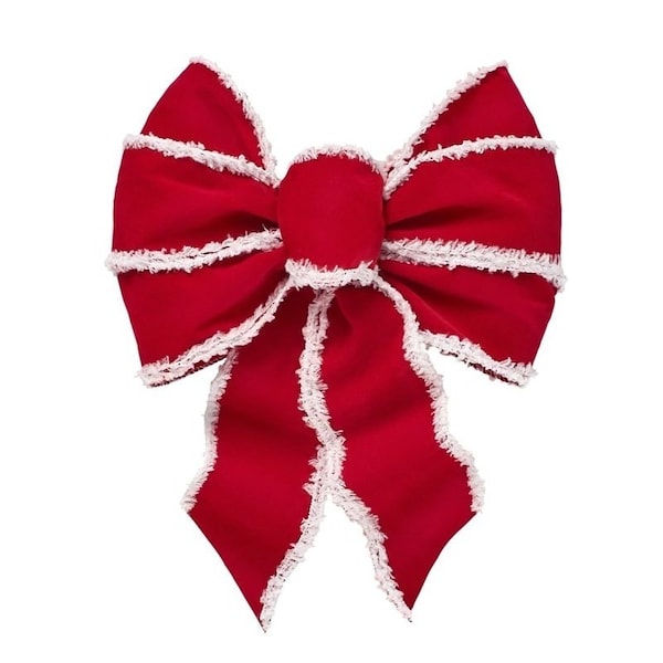 Holiday Trims Santa's Favorite Wired Bow, Red White/White Trim, 8.5 in x 14 in - 6115