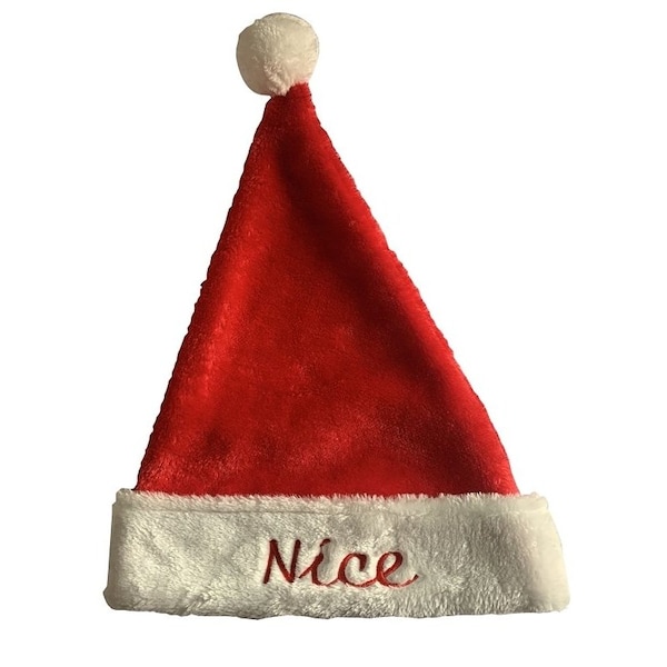 Hometown Holidays Naughty/Nice Santa Hat, Faux Fur, Red/White - 28703