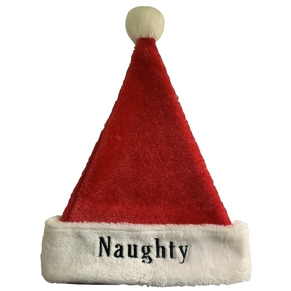 Hometown Holidays Naughty/Nice Santa Hat, Faux Fur, Red/White - 28703
