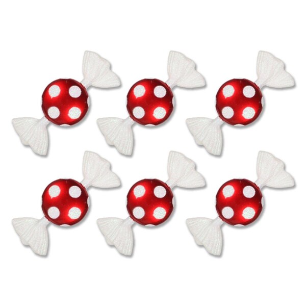 Queens Of Christmas 7 in. Candy Ornament with Dots Red & White, 6PK - ORN-CDY-6PK-DOT