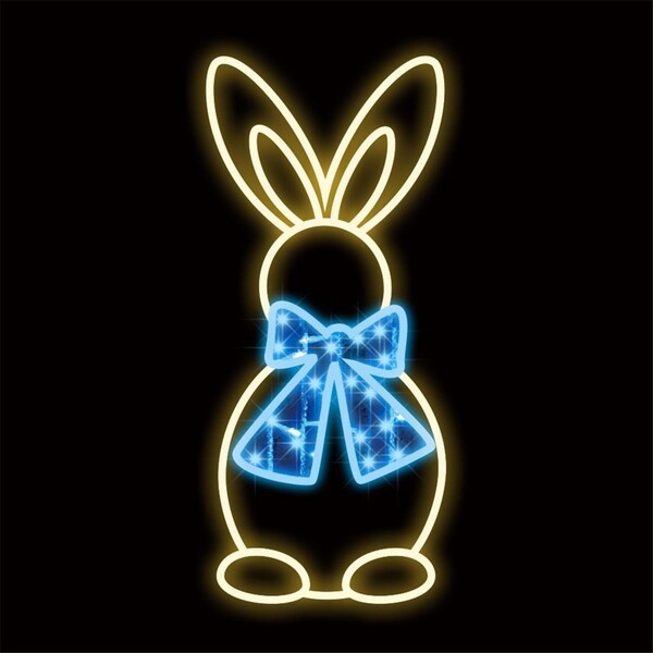 Queens Of Christmas Easter Bunny Decor with Bow, Blue - WL-MTNF-EST-BNY-BL-18