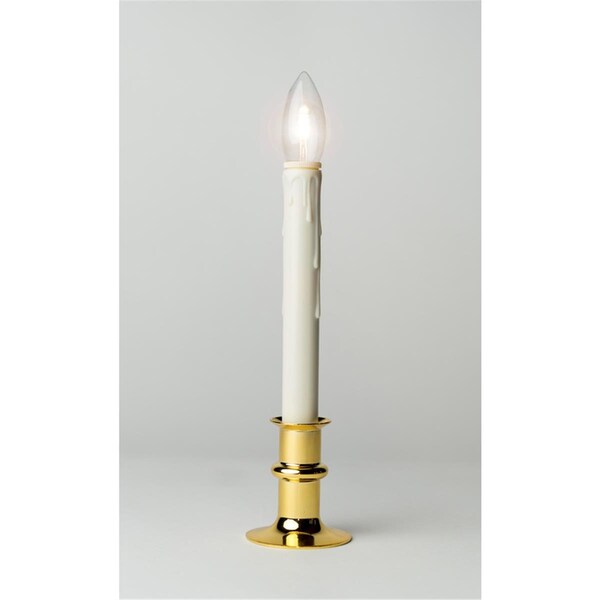 Dispositivo 13 in. Plastic & Metal Christmas LED Taper Window Candle, Ivory - DI2740050