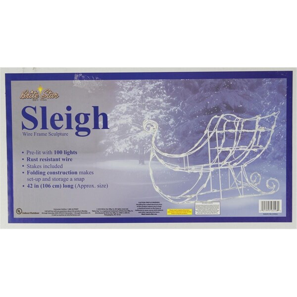 Northlight Seasonal Lighted White Sleigh Christmas Yard Art - Clear Lights - 31088650