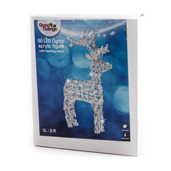 Illumax China Ltd 2 ft. Flashing LED Lights Acrylic Deer with Transparent Wire - G48 9937300X