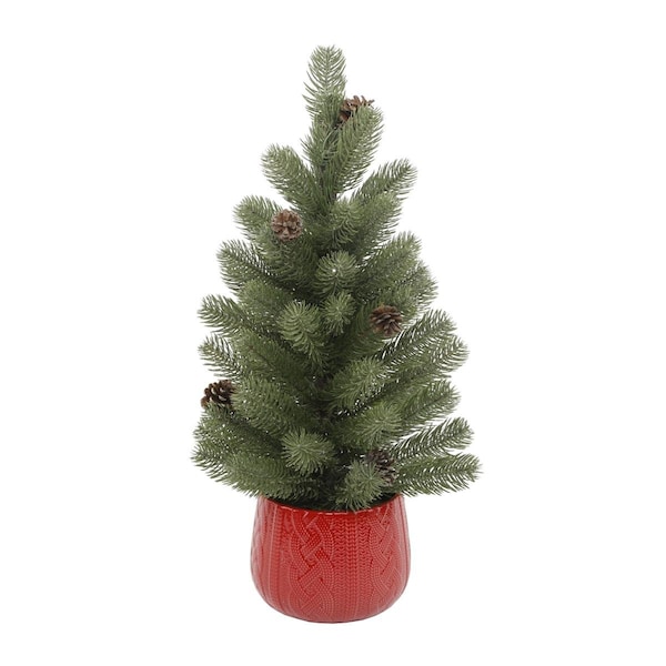 Flora Bunda 24'H Tabletop Xmas Tree in Sweater Ceramic Pot 6.5X6.5X5 - CH2050E-RD
