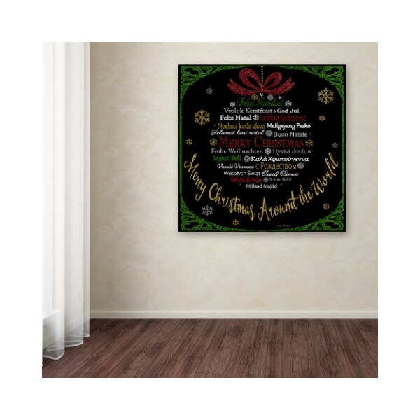 Trademark Fine Art Jean Plout 'Merry Christmas Glitter' Canvas Art, 18x18 - ALI17037-C1818GG