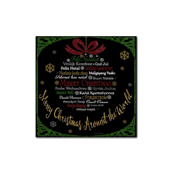 Trademark Fine Art Jean Plout 'Merry Christmas Glitter' Canvas Art, 18x18 - ALI17037-C1818GG