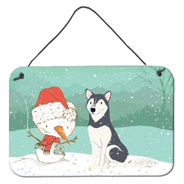 Carolines Treasures Carolines Treasures CK2046DS812 Siberian Husky Snowman Christmas Wall or Door Hanging Prints - CK2046DS812