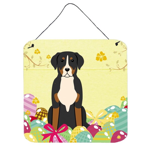 Carolines Treasures Easter Eggs Greater Swiss Mountain Dog Wall or Door Hanging Prints - BB6037DS66