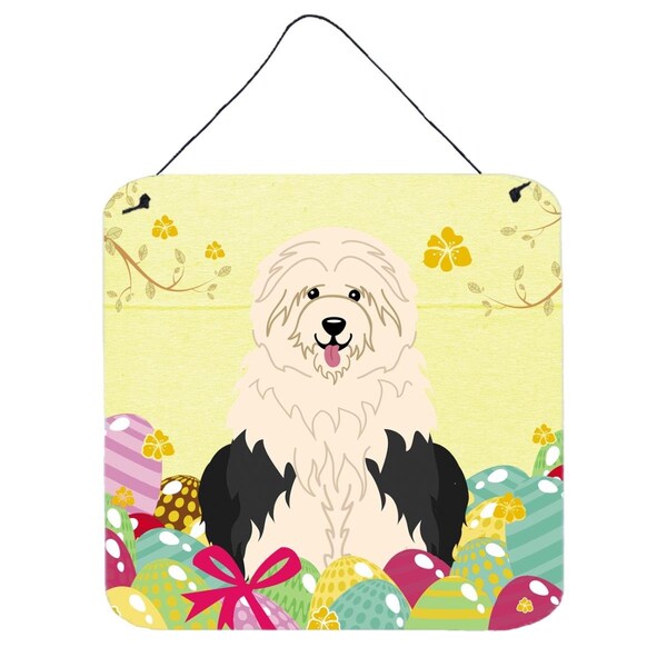 Carolines Treasures Easter Eggs Old English Sheepdog Wall or Door Hanging Prints - BB6096DS66
