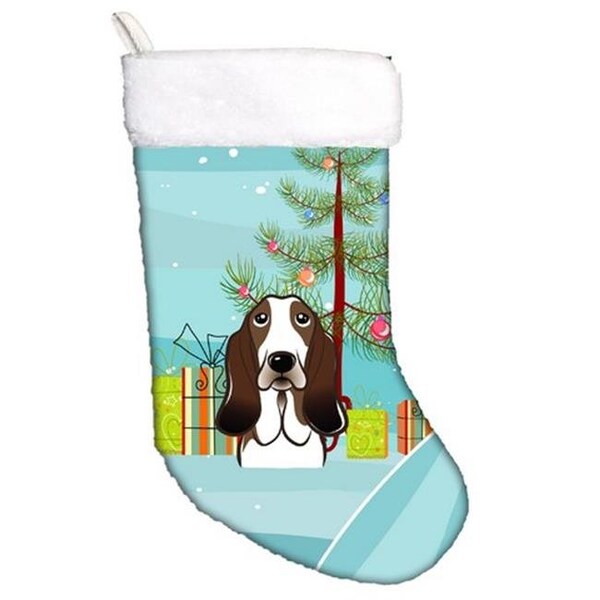 Carolines Treasures Carolines Treasures BB1615CS Christmas Tree & Basset Hound Christmas Stocking - BB1615CS
