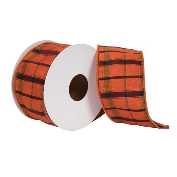 Vickerman 2.5 in. x 10 Yard Orange Dupion Plaid Ribbon - QR224107