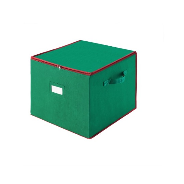 Hastings Home Ornament Storage Box Holiday Organizer with 75 Individual Compartments and Dividers, Green - 490613CIR