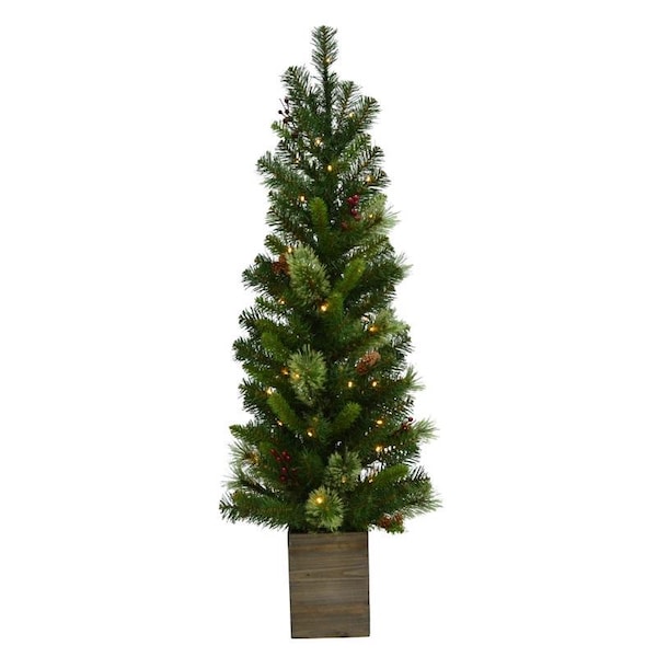 Holiday Bright Lights Celebrations 4 ft. Pencil LED 50 ct Potted Tree Christmas Tree - TMPPT40BOWWA