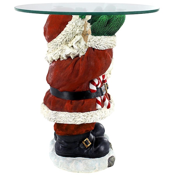 Design Toscano Santa Claus Sculptural Glass-Topped Holiday Table - EU9285