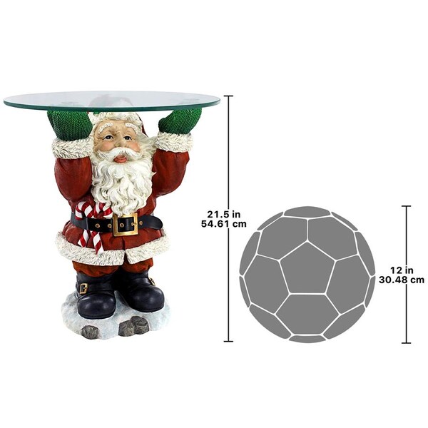 Design Toscano Santa Claus Sculptural Glass-Topped Holiday Table - EU9285