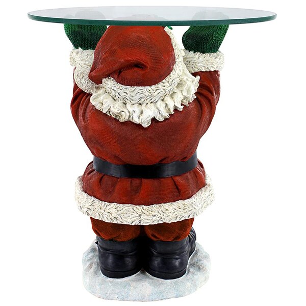 Design Toscano Santa Claus Sculptural Glass-Topped Holiday Table - EU9285