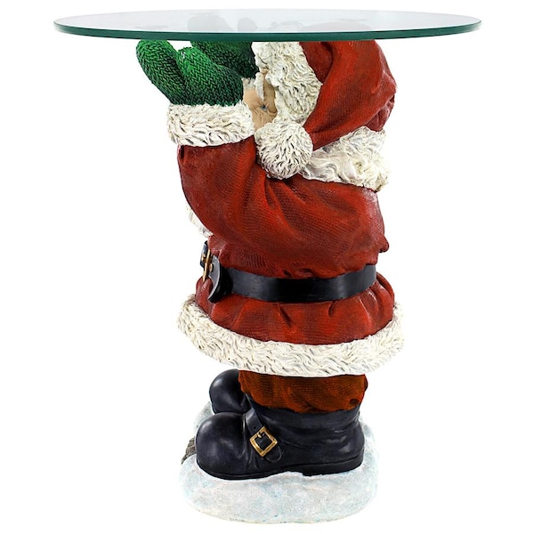 Design Toscano Santa Claus Sculptural Glass-Topped Holiday Table - EU9285