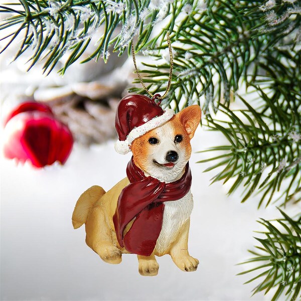 Design Toscano Welsh Corgi Holiday Dog Ornament Sculpture - JH576337