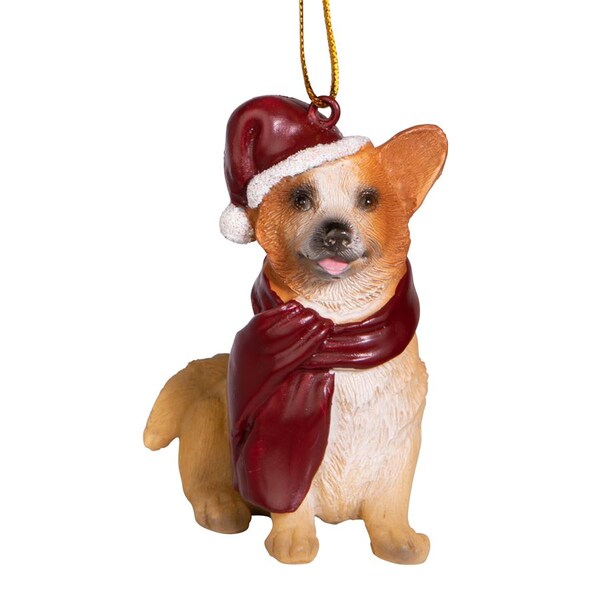 Design Toscano Welsh Corgi Holiday Dog Ornament Sculpture - JH576337