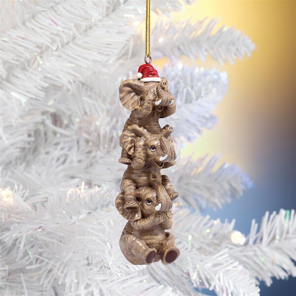 Design Toscano See, Speak, Hear No Evil Elephant Holiday Ornament - QS94879