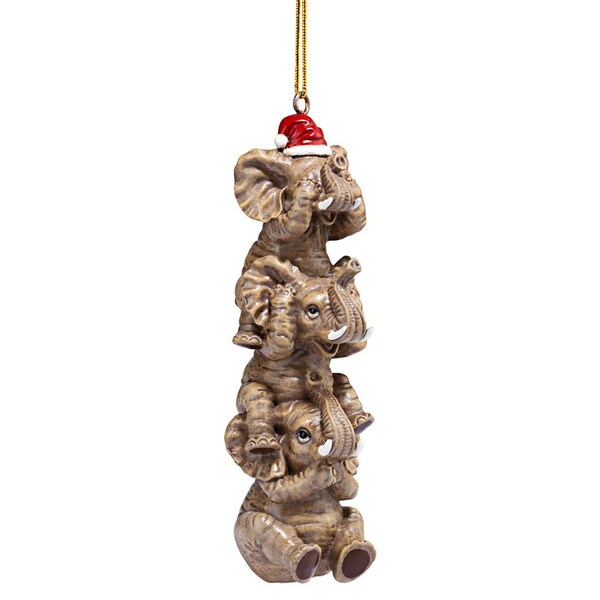 Design Toscano See, Speak, Hear No Evil Elephant Holiday Ornament - QS94879