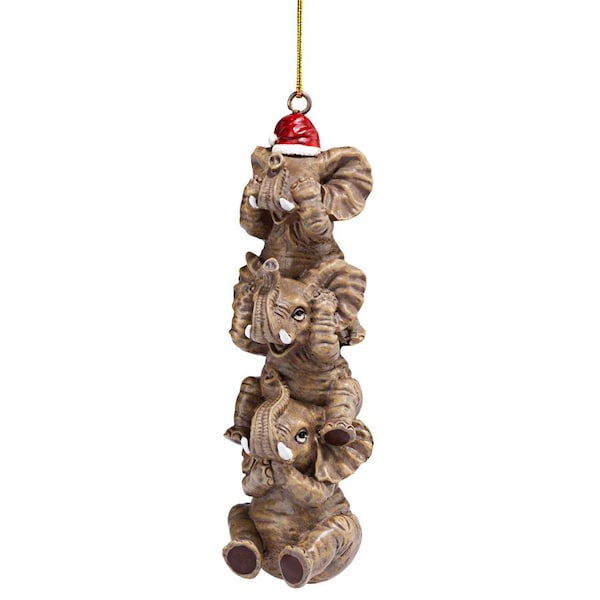 Design Toscano See, Speak, Hear No Evil Elephant Holiday Ornament - QS94879