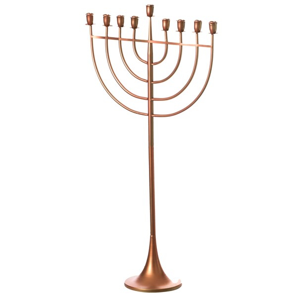 Vintiquewise Modern Solid Metal Judaica Hanukkah Menorah 9 Branched Candelabra, Copper Finish Large - QI004119.BR.L