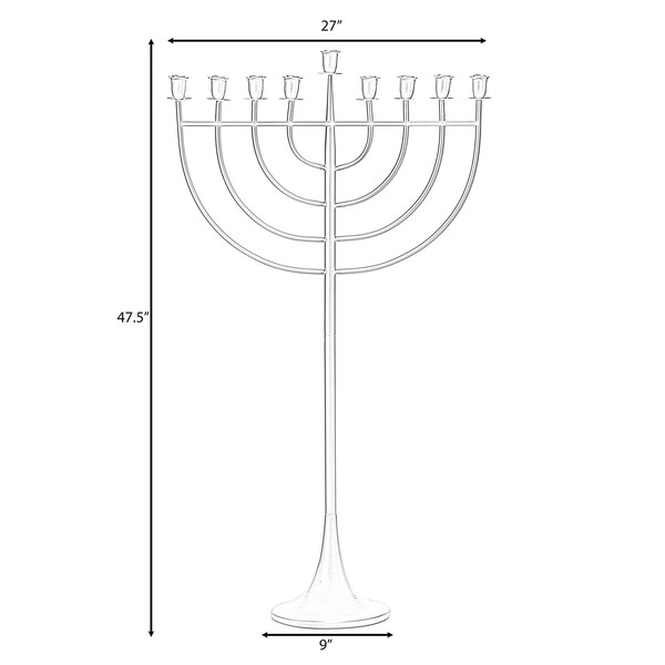 Vintiquewise Modern Solid Metal Judaica Hanukkah Menorah 9 Branched Candelabra, Copper Finish Large - QI004119.BR.L