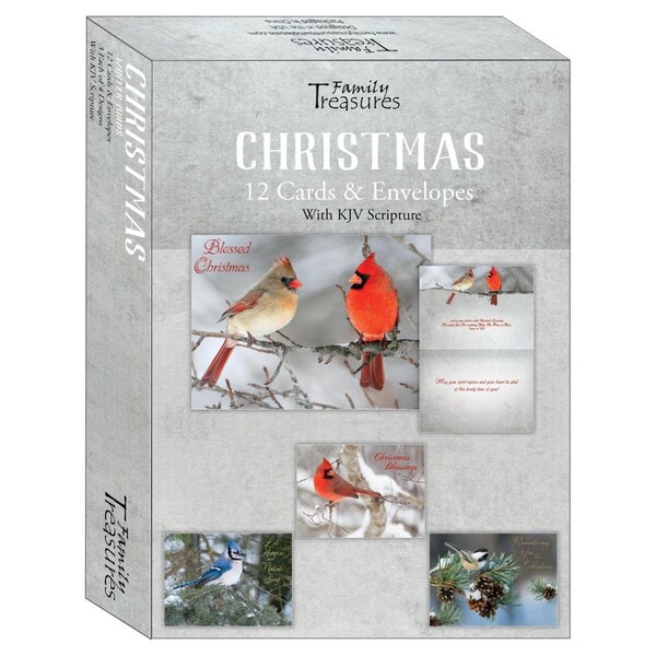 Family Treasures Wholesale Winter Birds Christmas Boxed Card, 12PK - 22502X