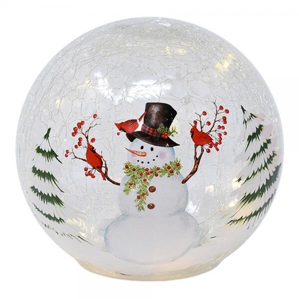 Gift Essentials 6 in. Snowman with Cardinals LED Globe Light - GE3018