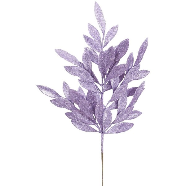Vickerman 22 in. Purple Glitter Bay Leaf Artificial Christmas Spray, 6 per Bag, 8PK - L148206