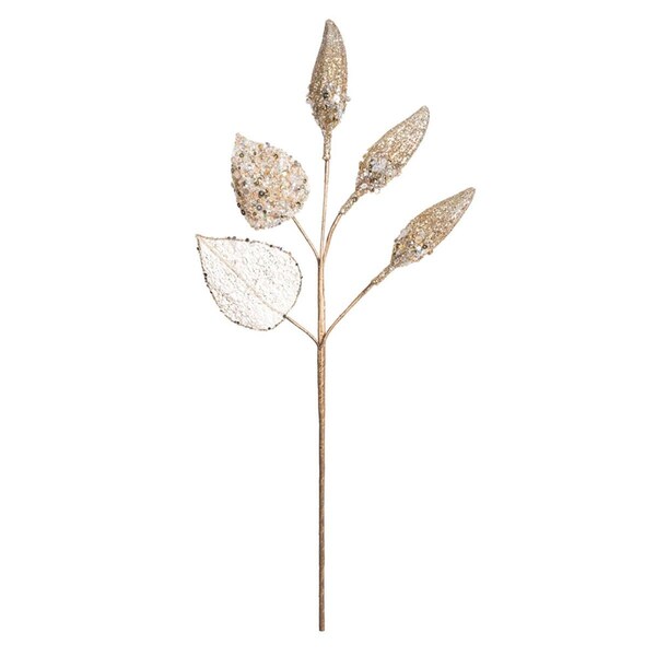 Vickerman 20 in. Gold Magnolia Bulb Spray, 3 per Bag, 64PK - OF181008