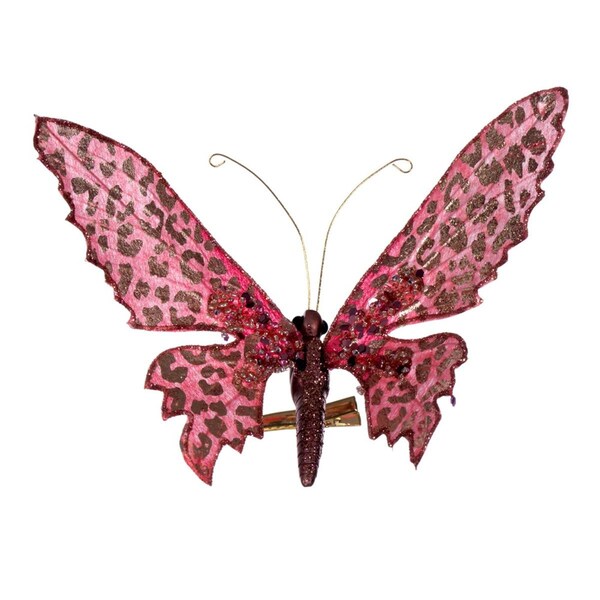 Vickerman 7.5 in. Glitter Butterfly Clip, Pink, 4PK - EH211979