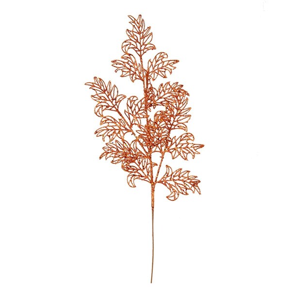 Vickerman 22 in. Burnished Orange Glitter Lace Holly Leaf Spray, 12 per Bag, 12PK - L186218