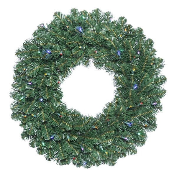 Vickerman Oregon Fir Wide Angle Wreath with Multi-Colored LED Lights, 20 in. - C164622LED