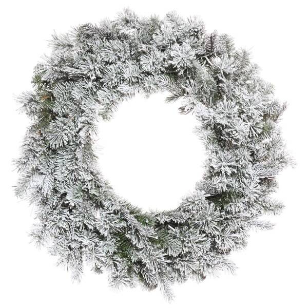 Vickerman 30 in. Flocked Kiana Green Wreath with 275 Tips Light - K173530
