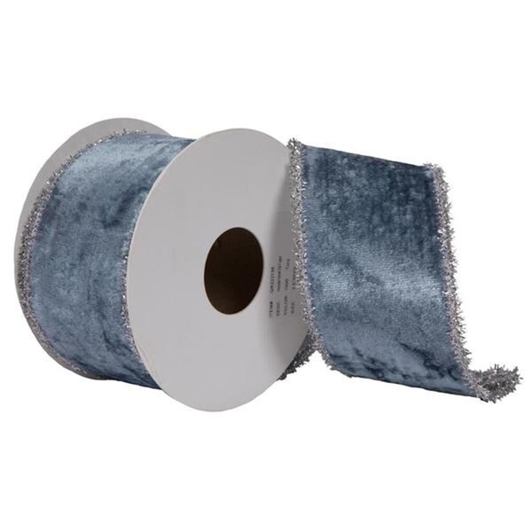 Vickerman 2.5 in. x 5 Yard Turquoise Viscose Velvet Double Fused Ribbon - QR222136