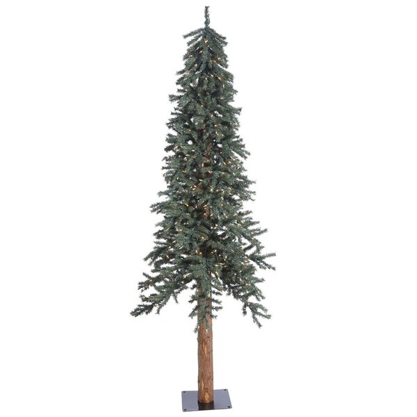 Vickerman Natural Bark Dura-Lit Alpine Tree with Warm White LED Lights - 7 ft. x 44.5 in. - B907371LED