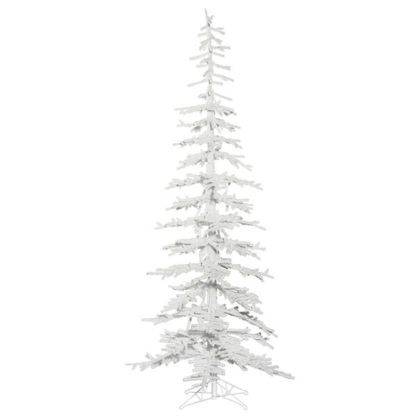 Vickerman 7.5 ft. x 34 in. Flocked White on White Kuna Pine Christmas Tree with 650 Tips - G176375